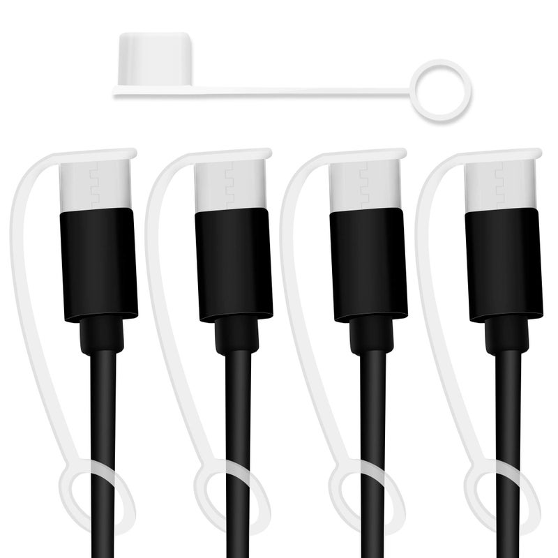 PortPlugs USB-C Covers - Dust Protection Caps with Integrated Cable Tether for USB Type-C Charging Cables for Phones, Tablets, Devices, and More | Clear (5-Pack) - Image 1